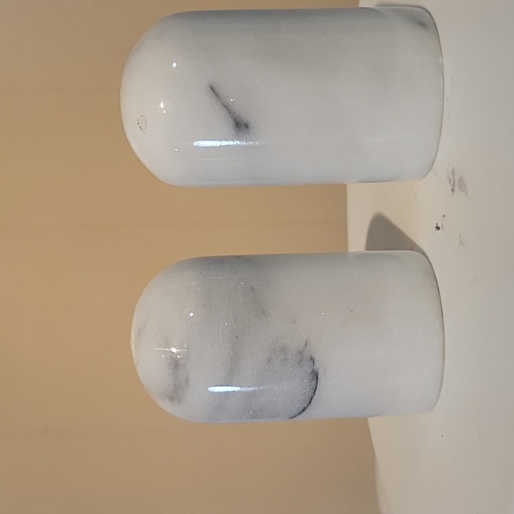 Marble Gray and White Salt and Pepper Shakers